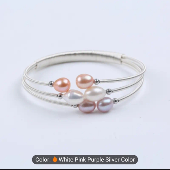 Jewelry - 🩶🩷NEW🩶🩷 STUNNING!! Wire Wrapped Cotton Candy Freshwater Pearls in SILVER